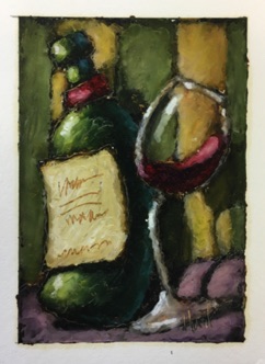 Wacky Wine Series 013. Paintstik on watercolor paper. Varnished. 4.5"x6.5". $175.00